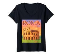 Femme Colisée Romaine Antique Italie - Rome Design Historique T-Shirt avec Col en V