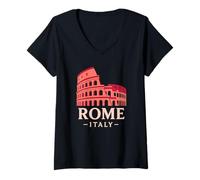 Femme Colisée Rome Italie Architecture Histoire Vibes Minimaliste T-Shirt avec Col en V