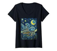 Femme Colisée Rome Italie Nuit étoilée Art Histoire Cadeau T-Shirt avec Col en V