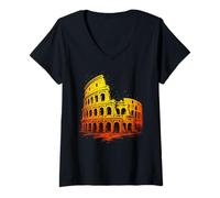 Femme Colisée Rome Landmark Design T-Shirt avec Col en V