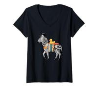 Femme Collage Art Zèbre Zèbres T-Shirt avec Col en V