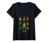 Femme Collage d'espèces de coccinelles de la jungle T-Shirt avec Col en V