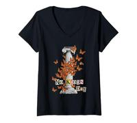Femme Collage Graphique de Papillons Vintage No Kings Day Y2K T-Shirt avec Col en V