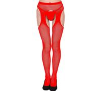 Femme Collant Sexy Taille Haute Bas Pour Porte-jarretelles érotiques Résille Ouvert Chaussettes Confortable Couleurs Unies Transparent Slim Extensible Bas Sous-vêtement (Rouge, Taille libre)