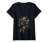 Femme Collecteur de disques vinyles DJ Retro Music Lover Audiophile T-Shirt avec Col en V