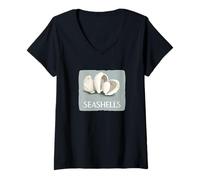 Femme Collection de coquillages pour une touche de mer T-Shirt avec Col en V
