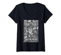 Femme Collection de mammifères de la forêt écureuil Renard Blaireau Souris T-Shirt avec Col en V
