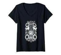 Femme Collection de Pierres précieuses et de Cristaux T-Shirt avec Col en V