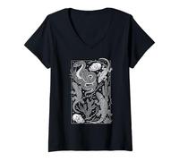 Femme Collection de Reptiles et crânes de Serpents T-Shirt avec Col en V