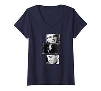 Femme Collection d'images Life Elvis Presley 07 T-Shirt avec Col en V, Bleu Marine, L