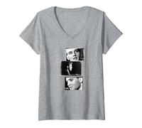 Femme Collection d'images Life Elvis Presley 07 T-Shirt avec Col en V, Gris Chiné, XL