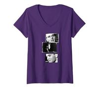 Femme Collection d'images Life Elvis Presley 07 T-Shirt avec Col en V, Violet, XXL