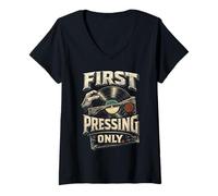 Femme Collectionneur De Vinyles First Pressing Only T-Shirt avec Col en V