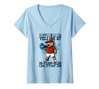 Femme College Spirit, hurlant à 19 ans comme c'est mon travail T-Shirt avec Col en V