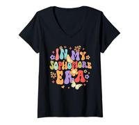 Femme College University La rentrée Scolaire est drôle dans ma deuxième année T-Shirt avec Col en V