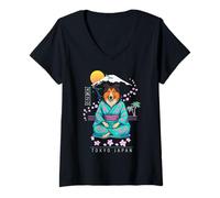 Femme Colley à Poil Long Berger écossais T-Shirt avec Col en V