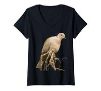 Femme Collier Colombe Oiseau Paix Amour Foi Symbole Oiseau Faune T-Shirt avec Col en V