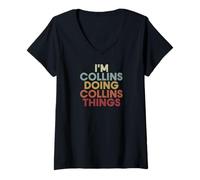 Femme Collins Name Collins Personalized Name First Given T-Shirt avec Col en V