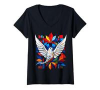 Femme Colombe Animal Zoo Art Dove T-Shirt avec Col en V