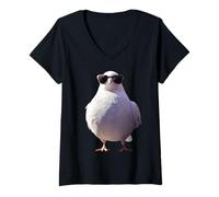Femme Colombe en Blanc Pigeon de la Ville Ramier Blanc Colombes T-Shirt avec Col en V