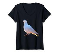 Femme Colombe en Blanc Pigeon de la Ville Ramier Blanc Colombes T-Shirt avec Col en V
