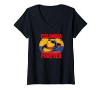 Femme Colombie Forever Proud Latino Roots, Travel Culture & Vibes T-Shirt avec Col en V