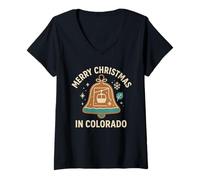 Femme Colorado Bell Chemise Ski Remontée mécanique Noël Hiver Vacances Fun T-Shirt avec Col en V