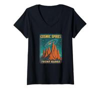 Femme Colorado Cosmic Spires Chemise Galaxy Stars Rocks T-Shirt avec Col en V