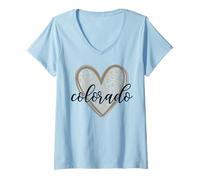 Femme Colorado Tee-Shirt imprimé léopard cœur Graphique T-Shirt avec Col en V