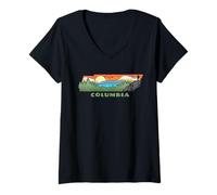 Femme Columbia Tennessee Nature Outdoor Hiking Retro T-Shirt avec Col en V