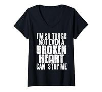 Femme Combattant Courageux survivant cœur brisé inspirant T-Shirt avec Col en V