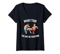 Femme Combattants De Muay Thai l'art du Combat MMA T-Shirt avec Col en V