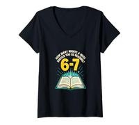Femme Combien de Nuits de Lecture 67 Meme Six Seven Teacher Funny T-Shirt avec Col en V