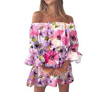 Femme Combishorts éTé sans Bretelles Bandeau Combi-Short Mode Fleurie Imprimée Combinaison Taille Haute Playsuit Rompers D'été Grande Taille Casual Pantalons Courts