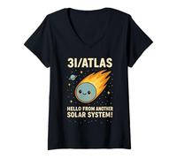 Femme Comète interstellaire 3I/Atlas | Jolies étoiles visiteurs de l'espace 2025 T-Shirt avec Col en V
