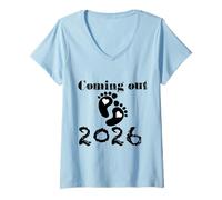 Femme Coming Out 2026 Empreinte Cœur T-Shirt avec Col en V