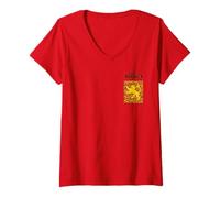 Femme Coming to America Écusson imitation poitrine Motif lion guépard T-Shirt avec Col en V