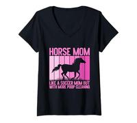 Femme comme Une Maman de Soccer, mais avec Plus de Caca, Une mère de Cheval Qui nettoie Les crottes T-Shirt avec Col en V