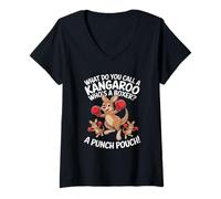 Femme Comment Appelez-Vous Un Kangourou Qui est Un Boxeur ? Une Pochette de Frappe ! T-Shirt avec Col en V