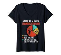 Femme Comment Attirer l'attention d'un ingénieur ingénierie Amusante T-Shirt avec Col en V
