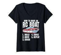 Femme Comment conduire un bateau RC Funny RC Model Design pour RC Captain T-Shirt avec Col en V