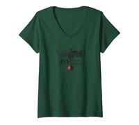 Femme Comment entraîner Votre Dragon - Let's Ride T-Shirt avec Col en V, Vert Forêt, L
