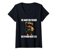 Femme Comment faire le papapa l'ours en papier rend vide T-Shirt avec Col en V