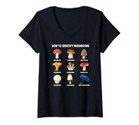 Femme Comment Identifier Les Champignons Tableau Drôle De T-Shirt avec Col en V