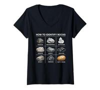 Femme Comment identifier Les Roches géologie Amoureux de la Chasse minérale Science T-Shirt avec Col en V