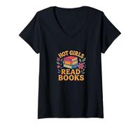 Femme Comment Les Filles lisent des Livres Citation Amusante Littérature Humour T-Shirt avec Col en V