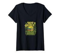 Femme Comment Les Filles lisent des Livres Citation Amusante Littérature Humour T-Shirt avec Col en V