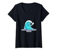 Femme Comment l'océan Dit Bonjour, il Fait des Vagues, Un Joli Papa, Blague, Jeu de Mots drôle T-Shirt avec Col en V