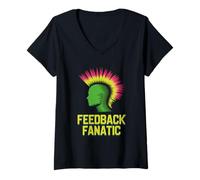 Femme Commentaires Fanatic Punk Rock Musique T-Shirt avec Col en V