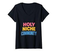 Femme Communauté de Niche sacrée T-Shirt avec Col en V